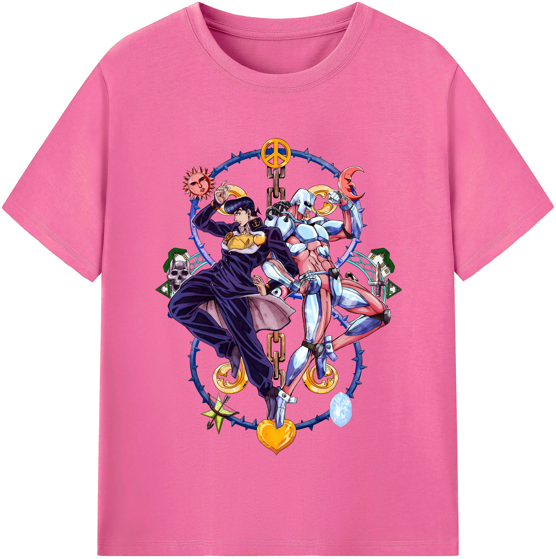 （画像用） ジョジョの奇妙な冒険 ひがしかた じょうすけ JoJo's Bizarre Adventure Higashikata Josuke レディースカジュアルプリントTシャツ（綿100％）